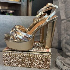 Metallic Gold/ Silver Platform Heels